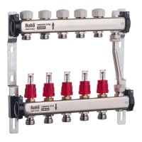 Колектор з витратомірами та термостатичними клапанами з байпасом Roho R814-05 - 1'х 5 вих. (RO004