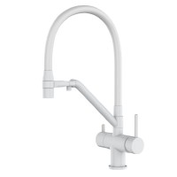 Смеш. для кухни с выходом для пит. воды KOER KB-72006-03 (Цвет белый+силик.вылив белый) (KR3381)