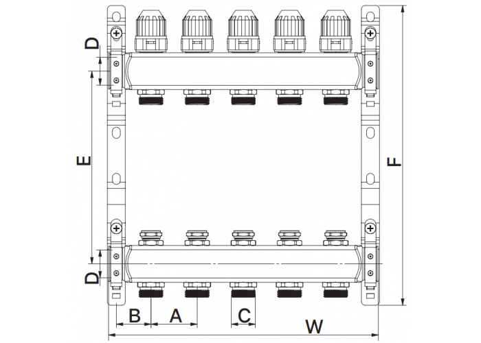 Коллекторный блок с термостат. клапанами EUROPRODUCT EP.S1100-12 1