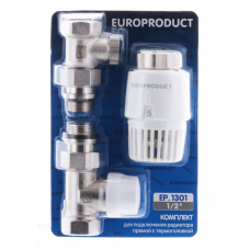 Комплект для підключення радіатора EUROPRODUCT EP.1301 - 1/2 '' (Прямий з термоголовкою) (EP6017)