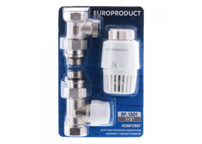 Комплект для подключения радиатора EUROPRODUCT EP.1301 - 1/2'' (Прямой с термоголовкой) (EP6017)