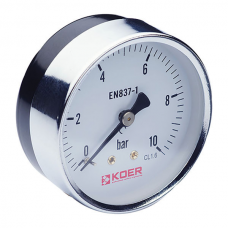 Манометр аксиальный (KOER KM.611A) (0-10 bar), D=63мм, 1/4' (KR0212)