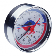 Термо-манометр аксиальный (KOER KM.812A) (0-4 bar), D=80мм, 1/2' (KR0221)