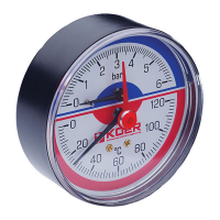 Термо-манометр аксиальный (KOER KM.802A) (0-6 bar), D=80мм, 1/2' (KR0223)