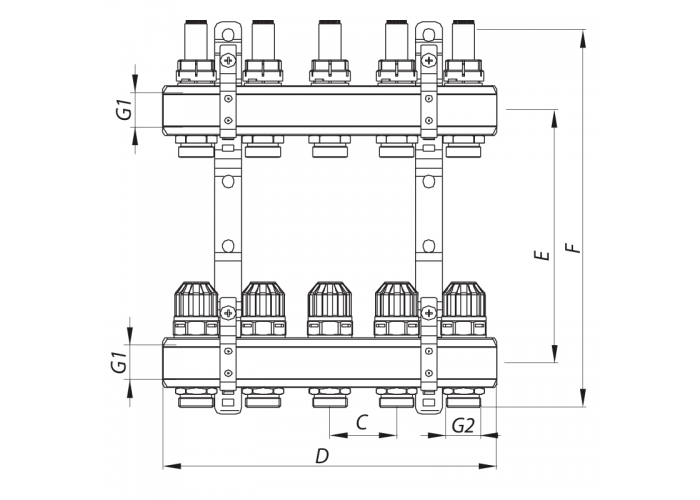 Коллекторный блок с расходомерами KOER KR.1110-09 1”x9 WAYS (KR2646)