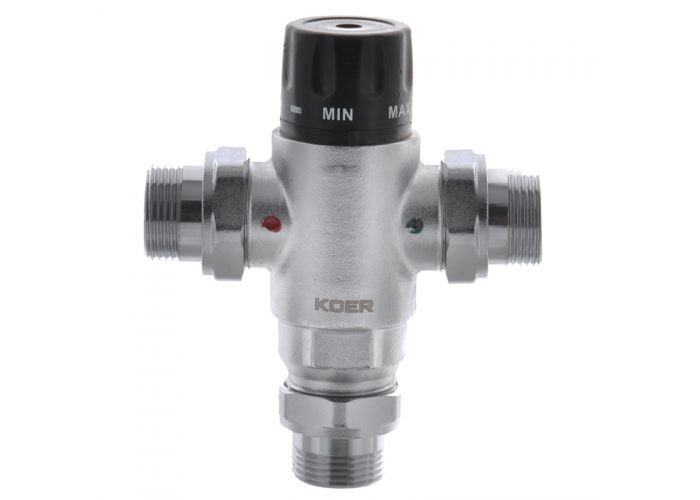 Клапан смесительный термостатический трехходовой с накидными гайками 3/4 KOER KR.1258 (KR2818)