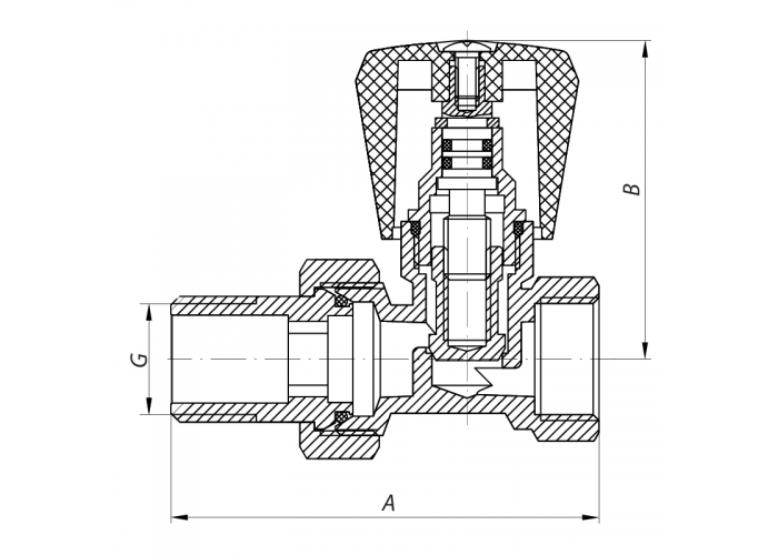 Вентиль радиаторный (хромированный) 1/2x1/2 (KOER KR.903.CHR) (KR2822)