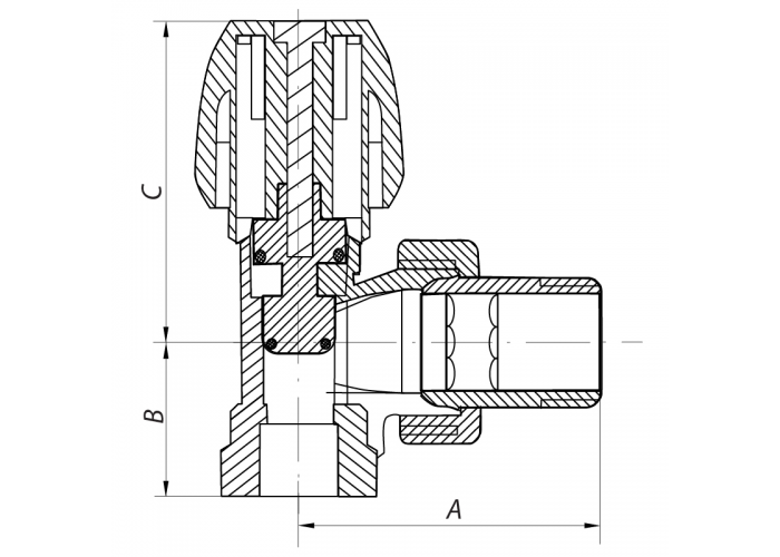 Вентиль радиаторный угловой 1/2x1/2 (KOER KR.905) (KR2846)