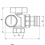 Кран с американкой 'антипротечка' с термометром KOER KR.1033-Gi - 1' угловой  (KR2894)