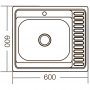 Мойка кухонная ZERIX Z6060R-06-160E (satin) (ZM0577)