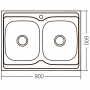 Кухонная мойка накладная ZERIX Z8060B-08-180E (satin) (ZX1620)