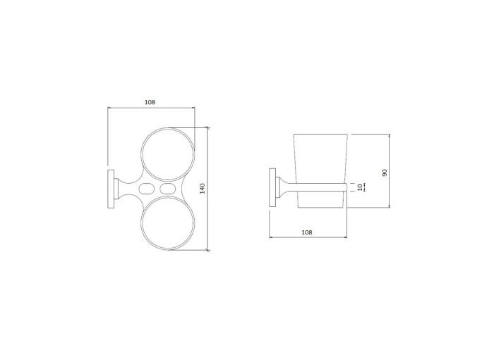 Стакан двойной GF (CRM)S-2808 с держателем зубных щеток