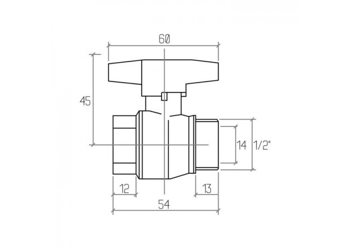Кран кульовий Rastelli Nova Plus 1/2" ВЗ (метелик) Арт. 451