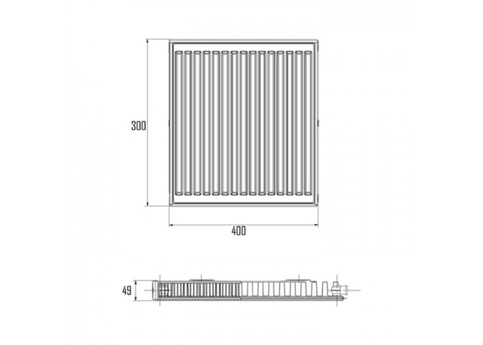 Радиатор стальной Bjorne 11-К 300х400 боковое подключение