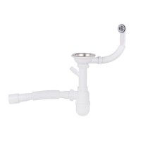 Сифон для кухонної мийки Lidz (WHI) 60 08 E001 01 ECO з круглим переливом (вихід 50 мм)