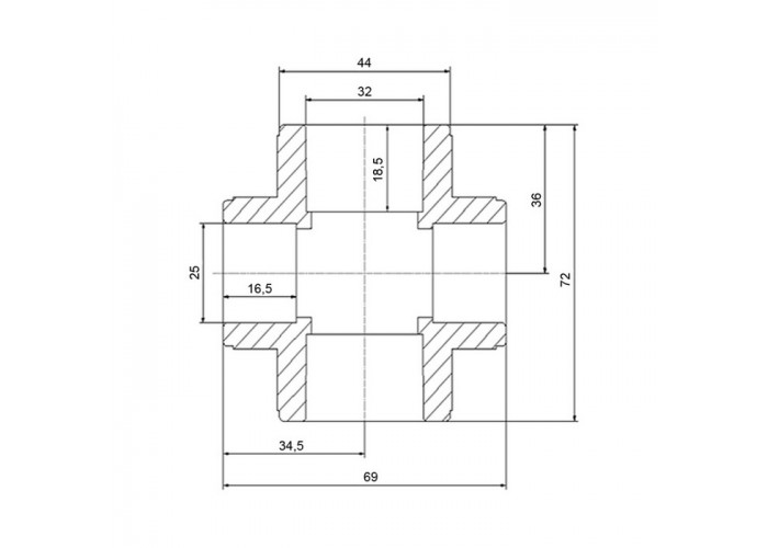 Крестовина PPR Blue Ocean 32х25х32х25 редукционная