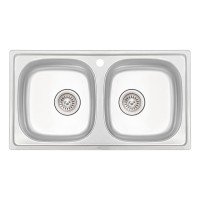 Кухонная мойка с двумя чашами Qtap 7843-B 0,8 мм Micro Decor (QT7843BMICDEC08)
