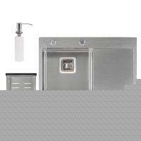 Набор 3 в 1 Qtap кухонная мойка DK6845L 3.0/1.2 мм Satin + сушилка + дозатор для моющего средства