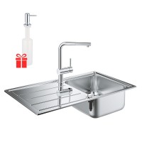 Набір Grohe мийка кухонна K500 31573SD0 + змішувач Minta 32168000 + дозатор для миючого засобу Contemporary 40536000